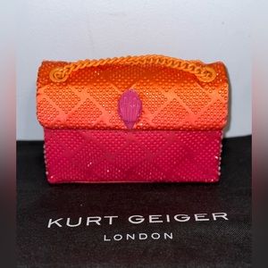 NWT KURT GEIGER LONDON Embellished Pink Orange Ombré Crystal Mini Rainbow Bag